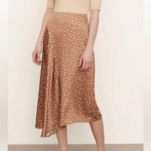 Vince Brown Polka Dot A-Line Slip Skirt NWOT